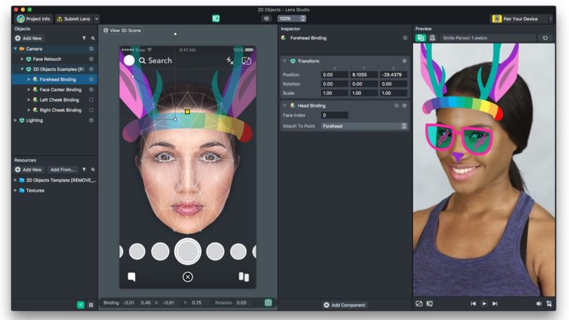 Snapchat Lens Studio User Interface