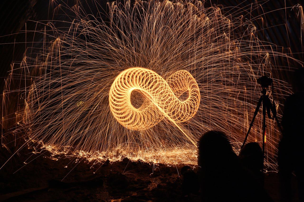 Infinity Symbol created using Steelwool fire display