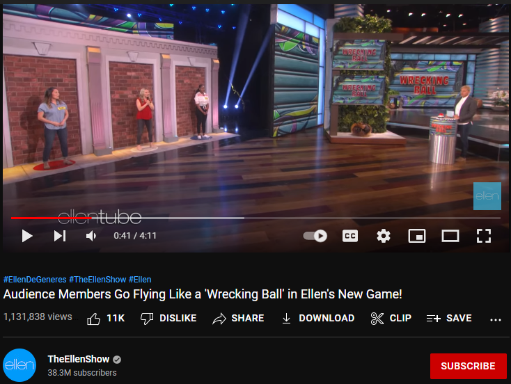 TheEllenShow channel audience contest video screenshot from YouTube.